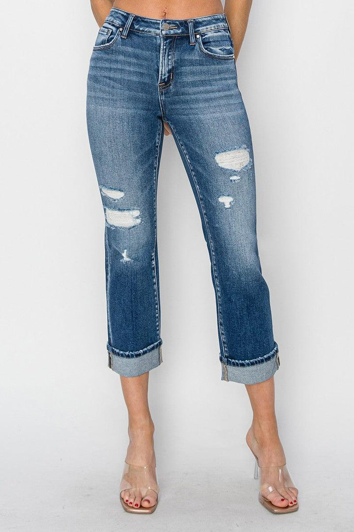 RISEN Distressed Straight Jeans - Santiago Suarez