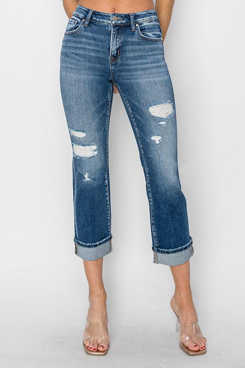RISEN Distressed Straight Jeans - Santiago Suarez