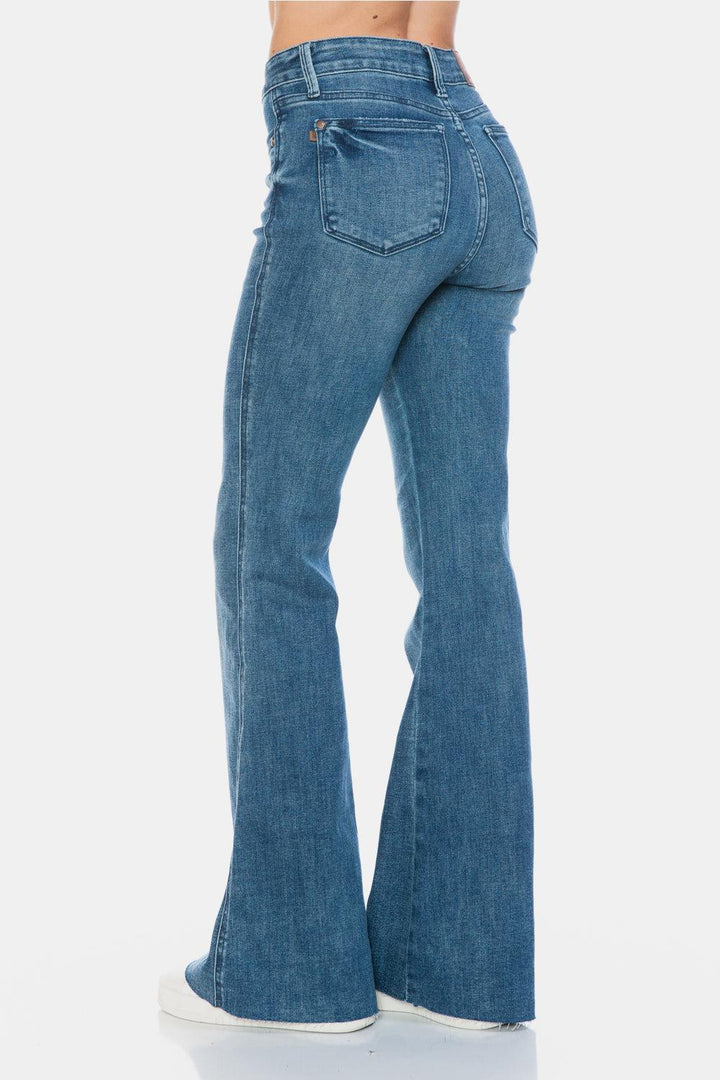 Judy Blue Full Size Tummy Control Cut Hem Flare Jeans - Santiago Suarez
