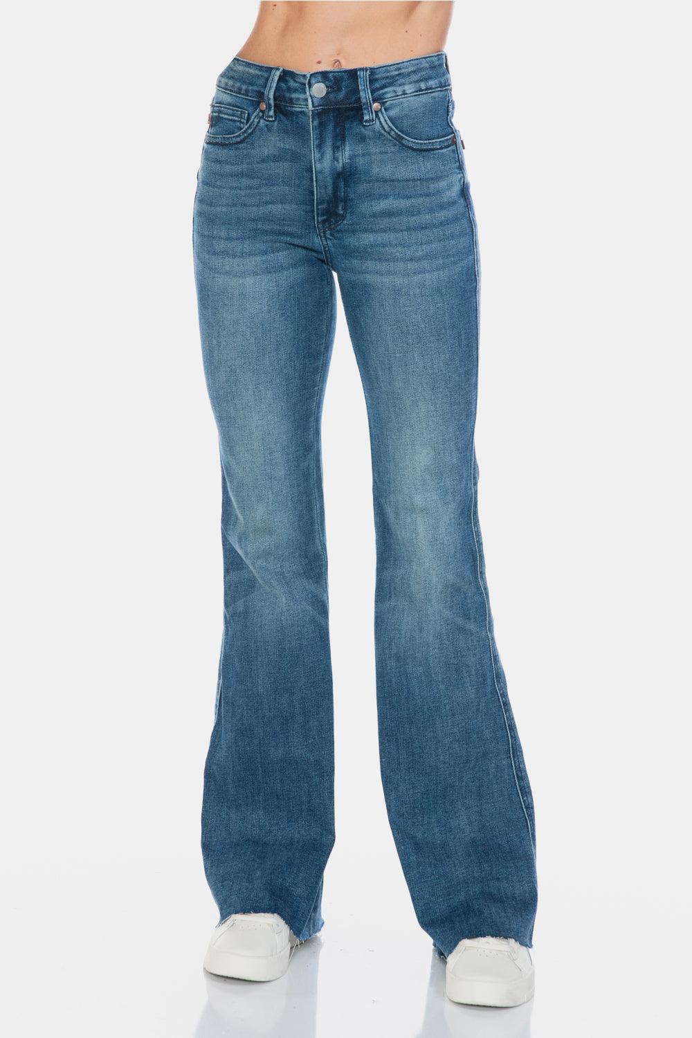 Judy Blue Full Size Tummy Control Cut Hem Flare Jeans - Santiago Suarez