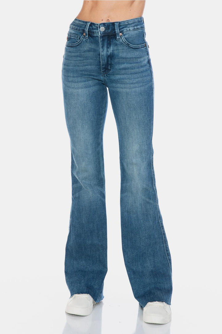 Judy Blue Full Size Tummy Control Cut Hem Flare Jeans - Santiago Suarez