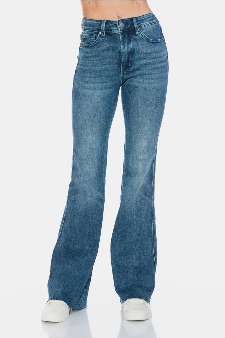 Judy Blue Full Size Tummy Control Cut Hem Flare Jeans - Santiago Suarez