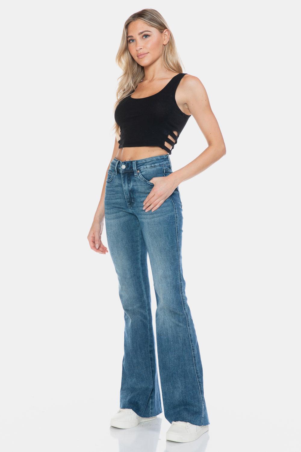 Judy Blue Full Size Tummy Control Cut Hem Flare Jeans - Santiago Suarez