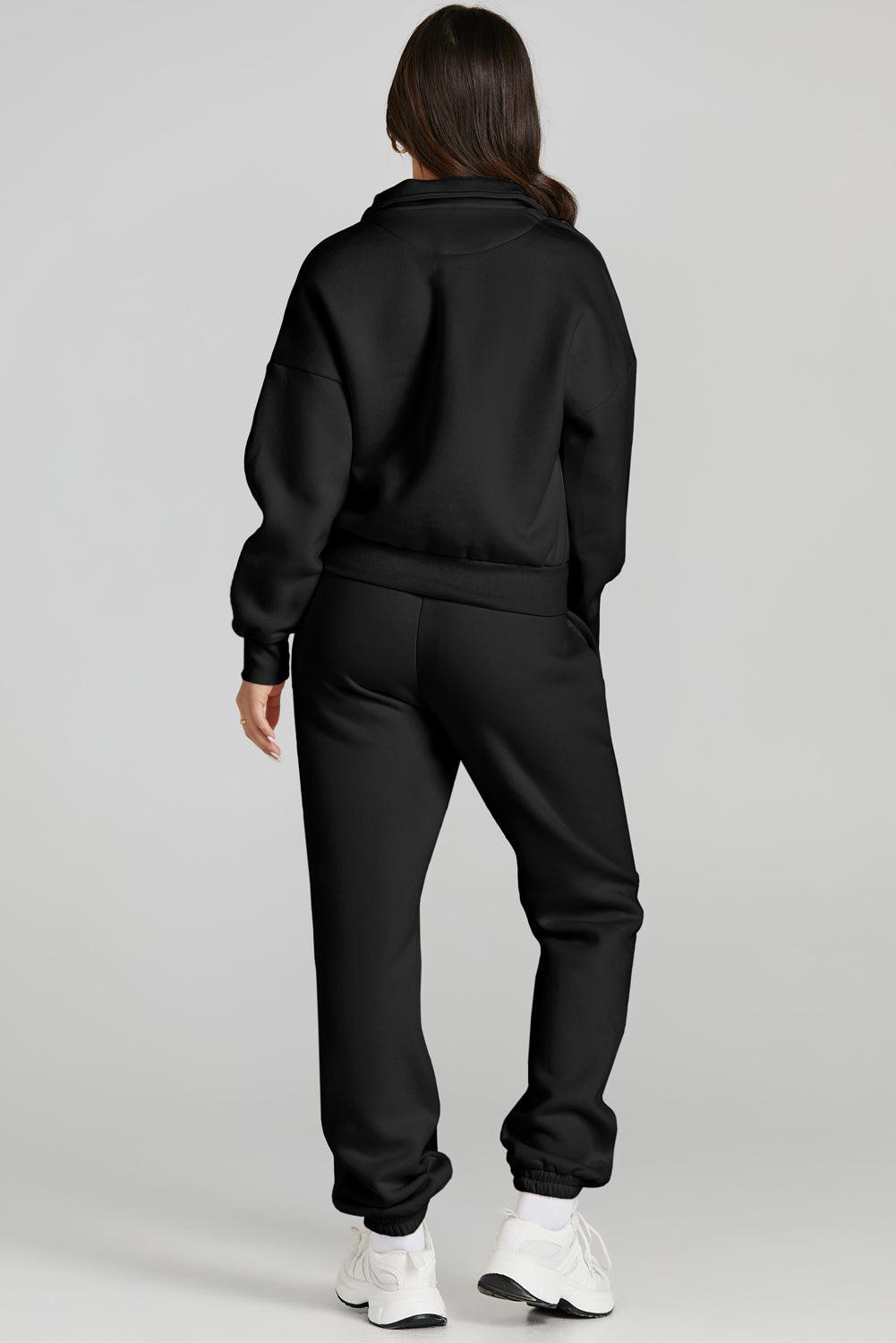 Quarter Zip Top and Drawstring Pants Active Set - Santiago Suarez