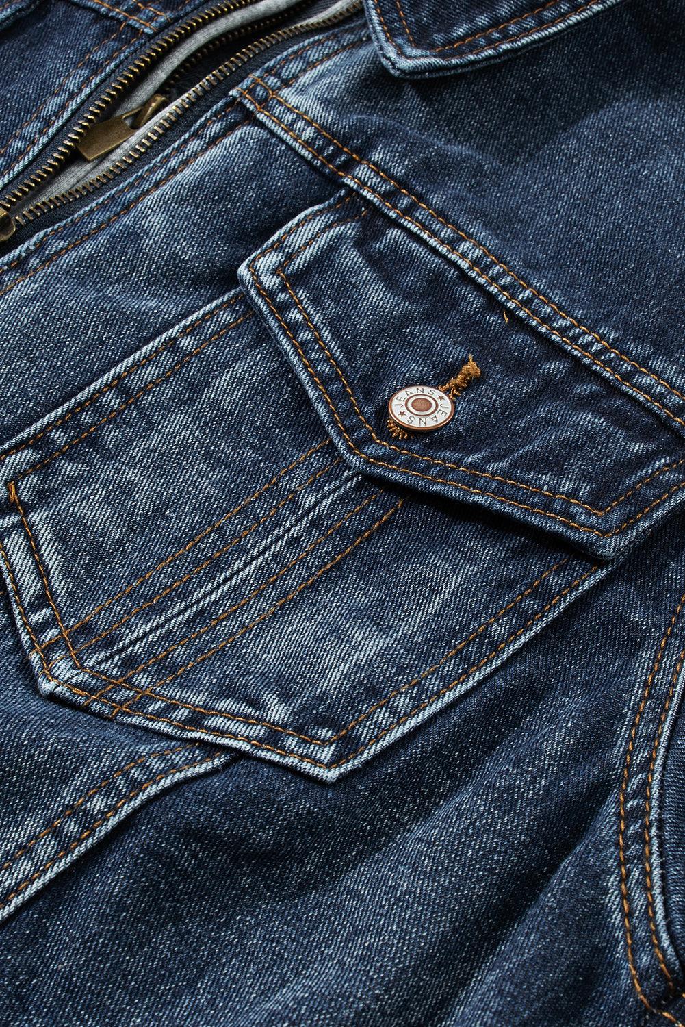 Hooded Zip-Up Denim Jacket - Santiago Suarez