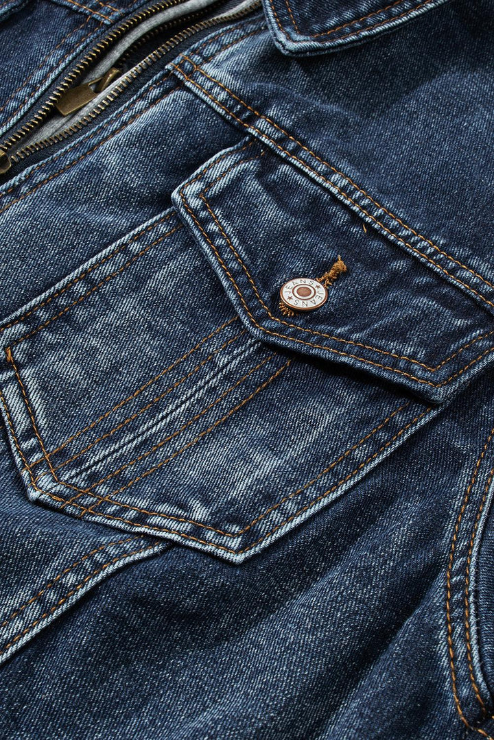 Hooded Zip-Up Denim Jacket - Santiago Suarez