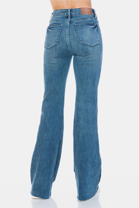 Judy Blue Full Size Tummy Control Cut Hem Flare Jeans - Santiago Suarez