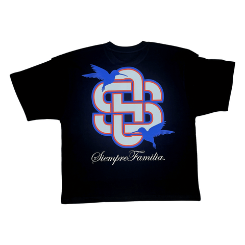 Siempre Familia Black Oversized Tee Back - Santiago Suarez
