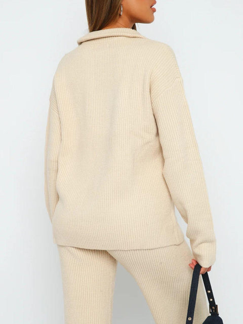 Quarter Zip Long Sleeve Top and Pants Set - Santiago Suarez