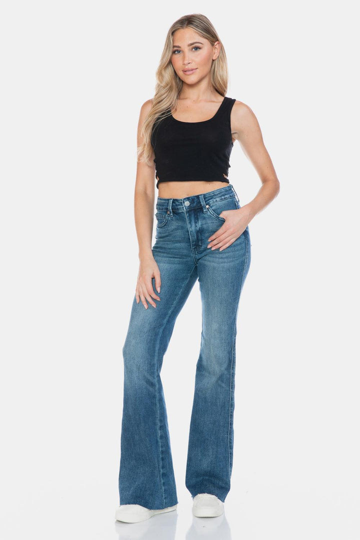 Judy Blue Full Size Tummy Control Cut Hem Flare Jeans - Santiago Suarez