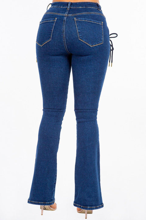 American Bazi High Rise Lace Up Jeans - Santiago Suarez
