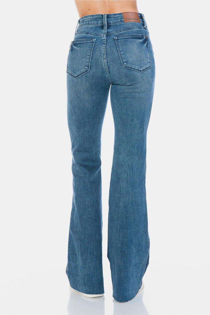 Judy Blue Full Size Tummy Control Cut Hem Flare Jeans - Santiago Suarez
