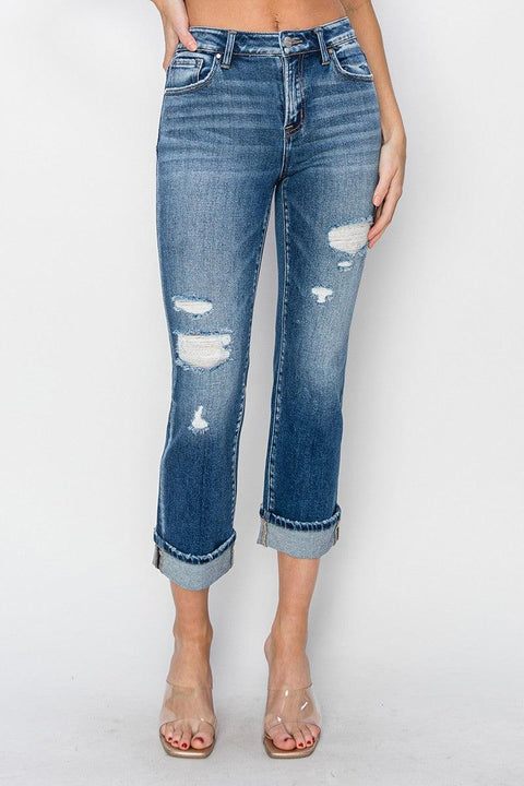 RISEN Distressed Straight Jeans - Santiago Suarez