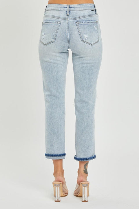 RISEN Mid-Rise Sequin Patched Jeans - Santiago Suarez